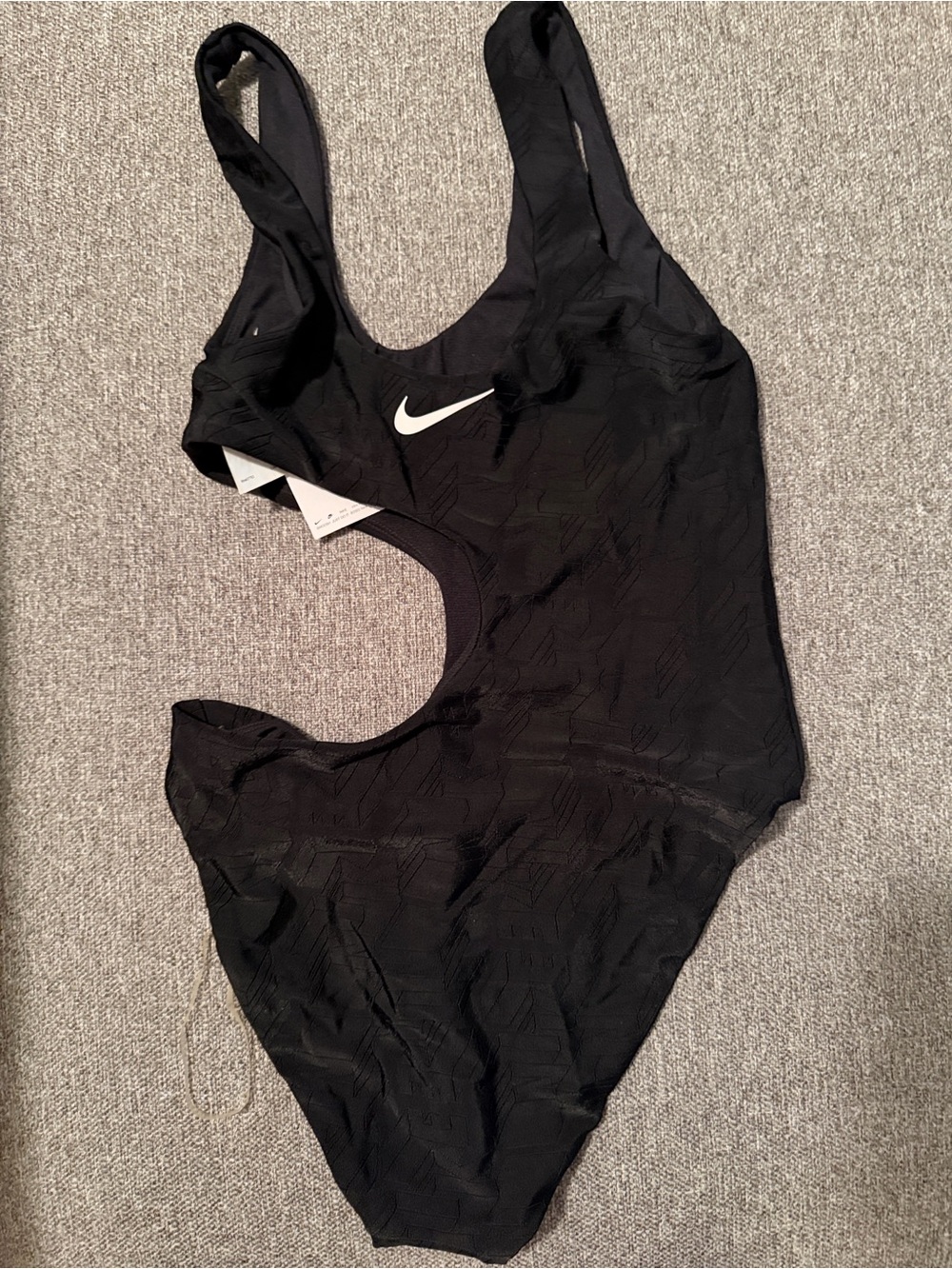 NWT Nike Black One-Piece Swimsuit with White Swoosh